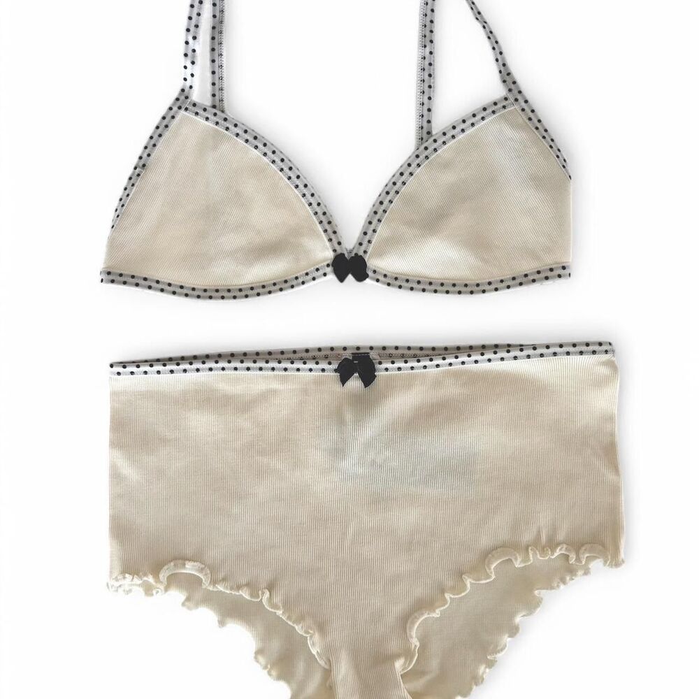 Pretty Little Thing Bra & Panties Underwear Lingerie Sexy Set Polka Dots NWT